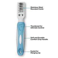 Pets First soft comfort grip handle enables longer grooming without hand fatigue.