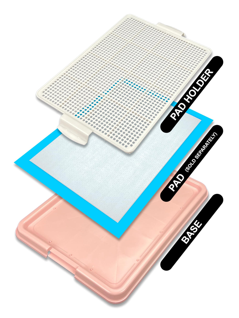 Pets-N-Me pee pad holder easy-clean mesh detaches for quick cleaning