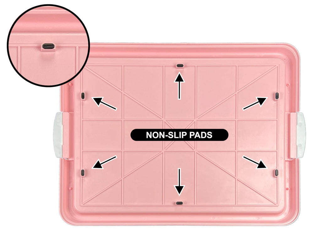 Pets-N-Me pink pee pad holder indoors outdoors setup supports versatile placement