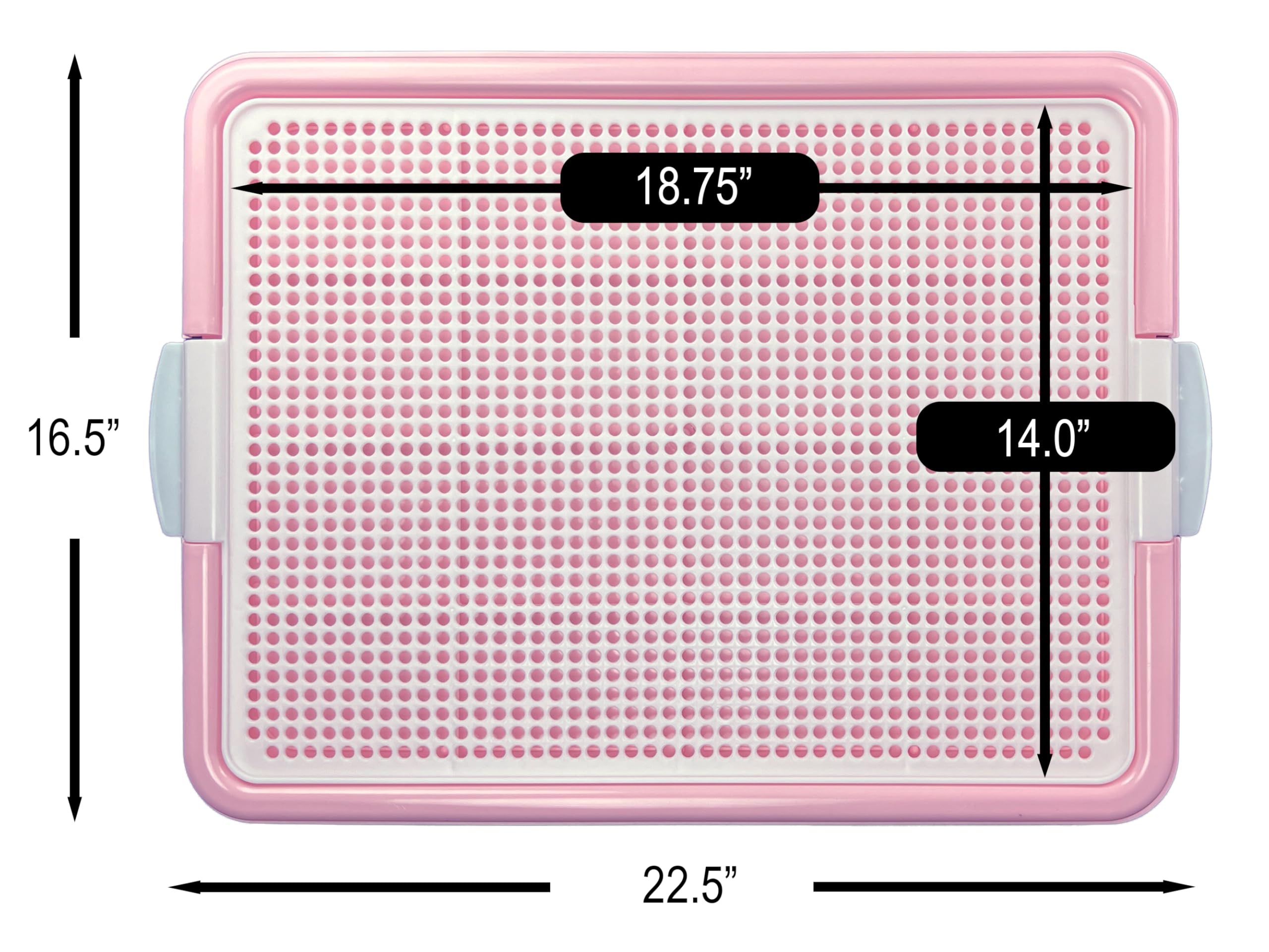 Pets-N-Me pink pee pad holder bottom tray shows non-slip feet protection