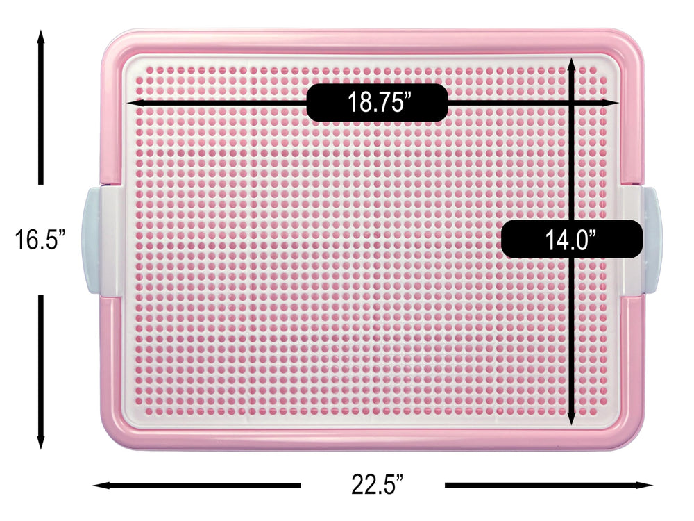 Pets-N-Me pink pee pad holder bottom tray shows non-slip feet protection
