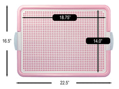 Pets-N-Me pink pee pad holder bottom tray shows non-slip feet protection