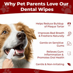 Pets & Pupps dog teeth wipes on finger demonstrate comfortable cleaning.