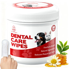 Pets & Pupps dog teeth wipes pack closeup for easy on-the-go dental care.