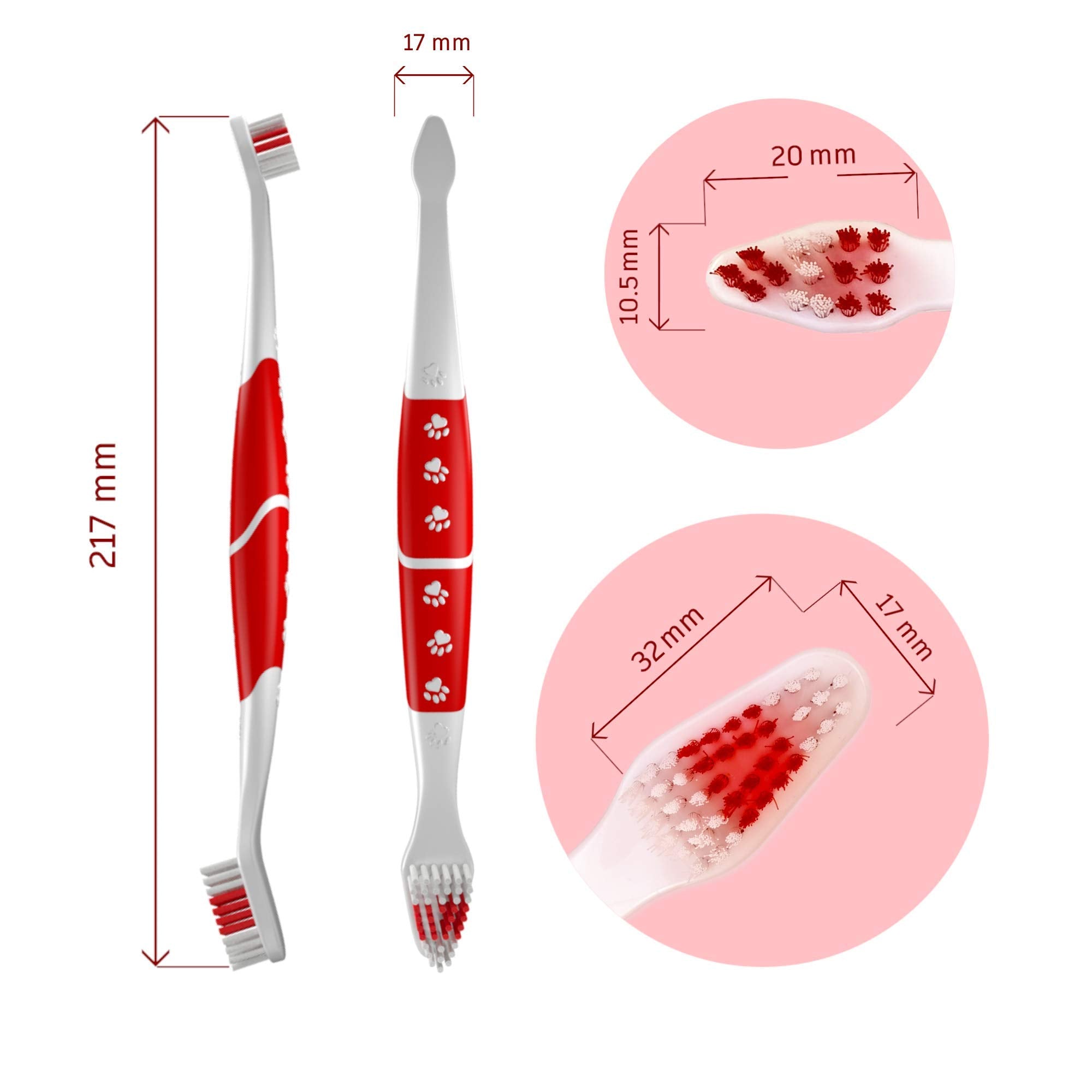 Pets & Pupps soft bristles close-up highlight gentle gum care during brushing.