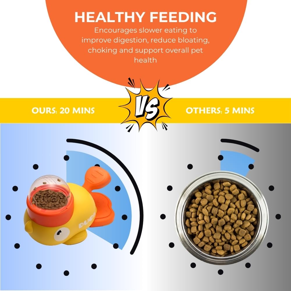 Pets Sparkle treat-release-tail-press demonstrates slow-feeding action for mindful eating