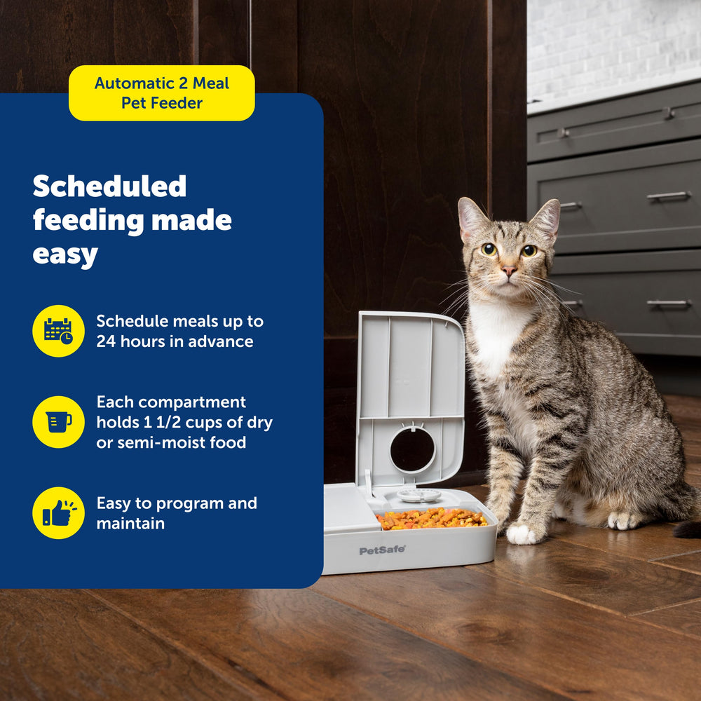 PetSafe Analog 2 Meal Feeder dial-timers view illustrates precise portion scheduling for pets.