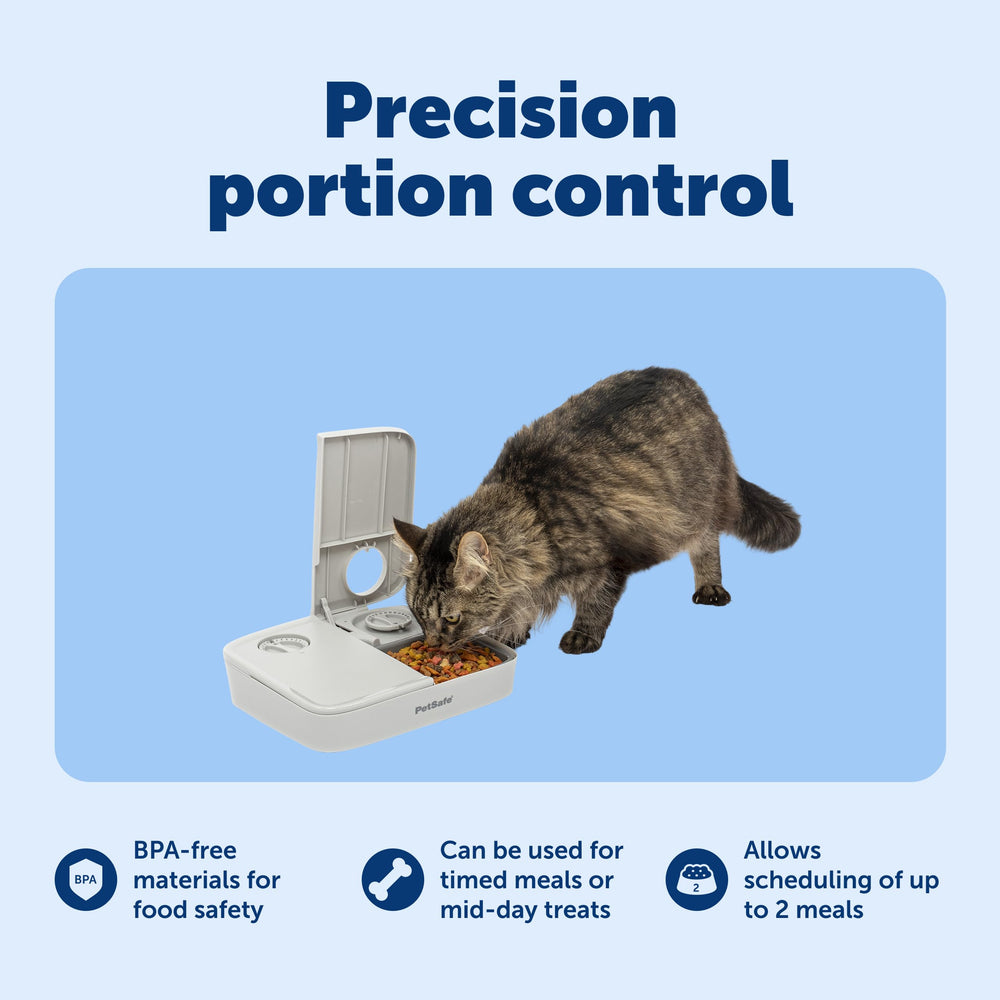 PetSafe Analog 2 Meal Feeder tamper-lids emphasize secure lids that deter early access.