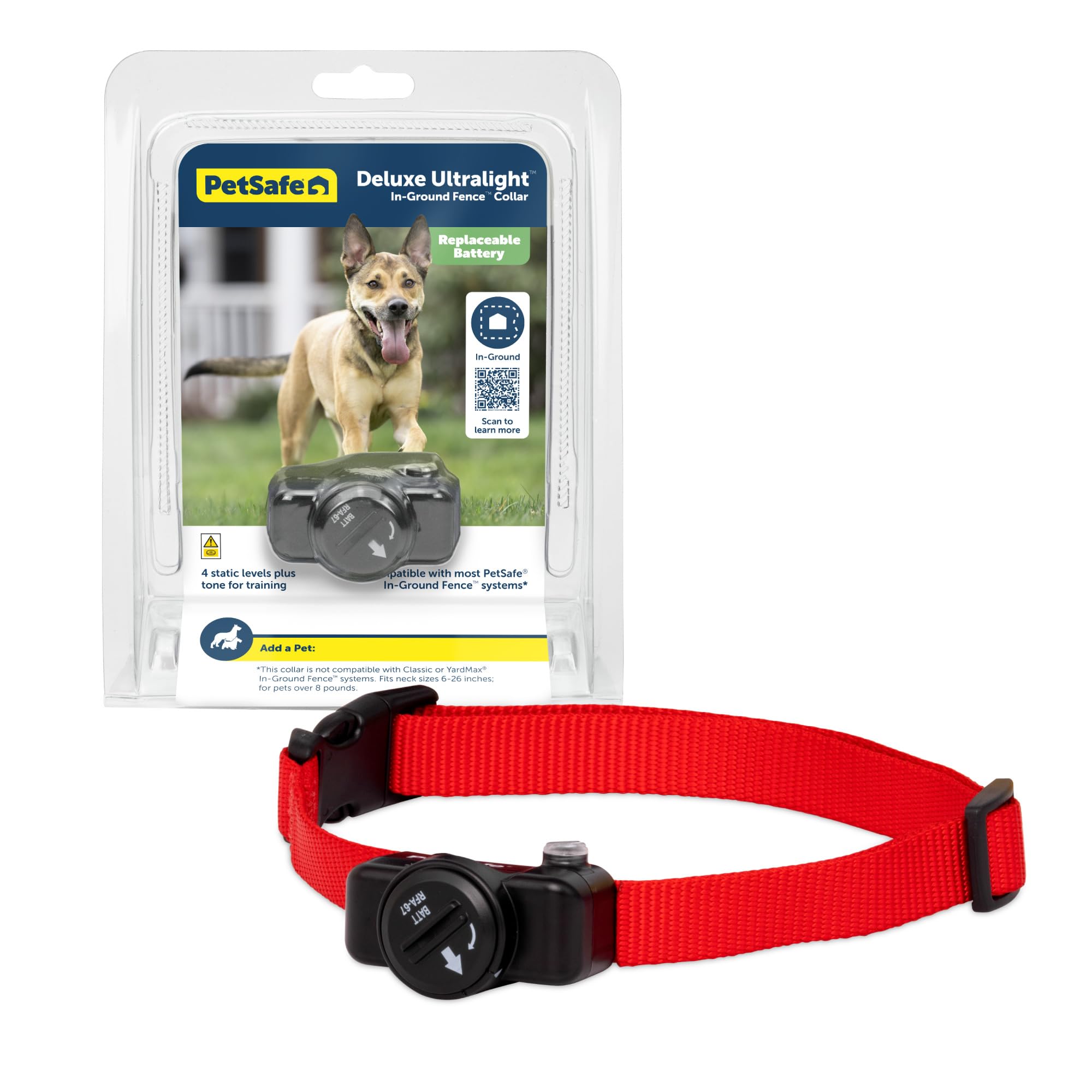 PetSafe Deluxe Ultralight receiver collar stays waterproof for reliable all-weather dog fence use.
