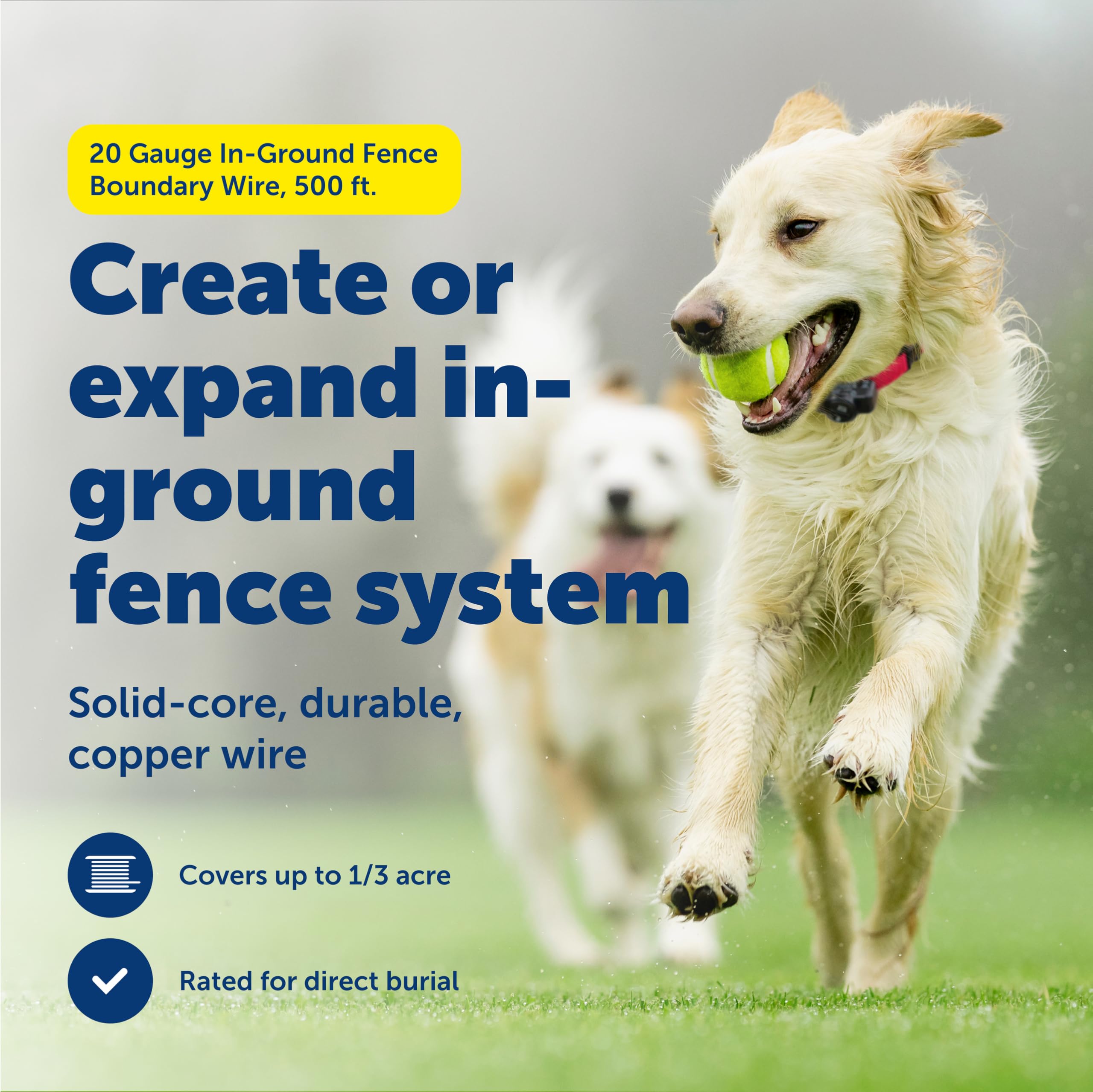 PetSafe direct-burial 20ga wire installed underground for reliable containment.