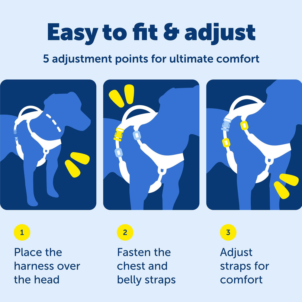 PetSafe Easy Walk harness easy-grip handle allows quick control in crowds.