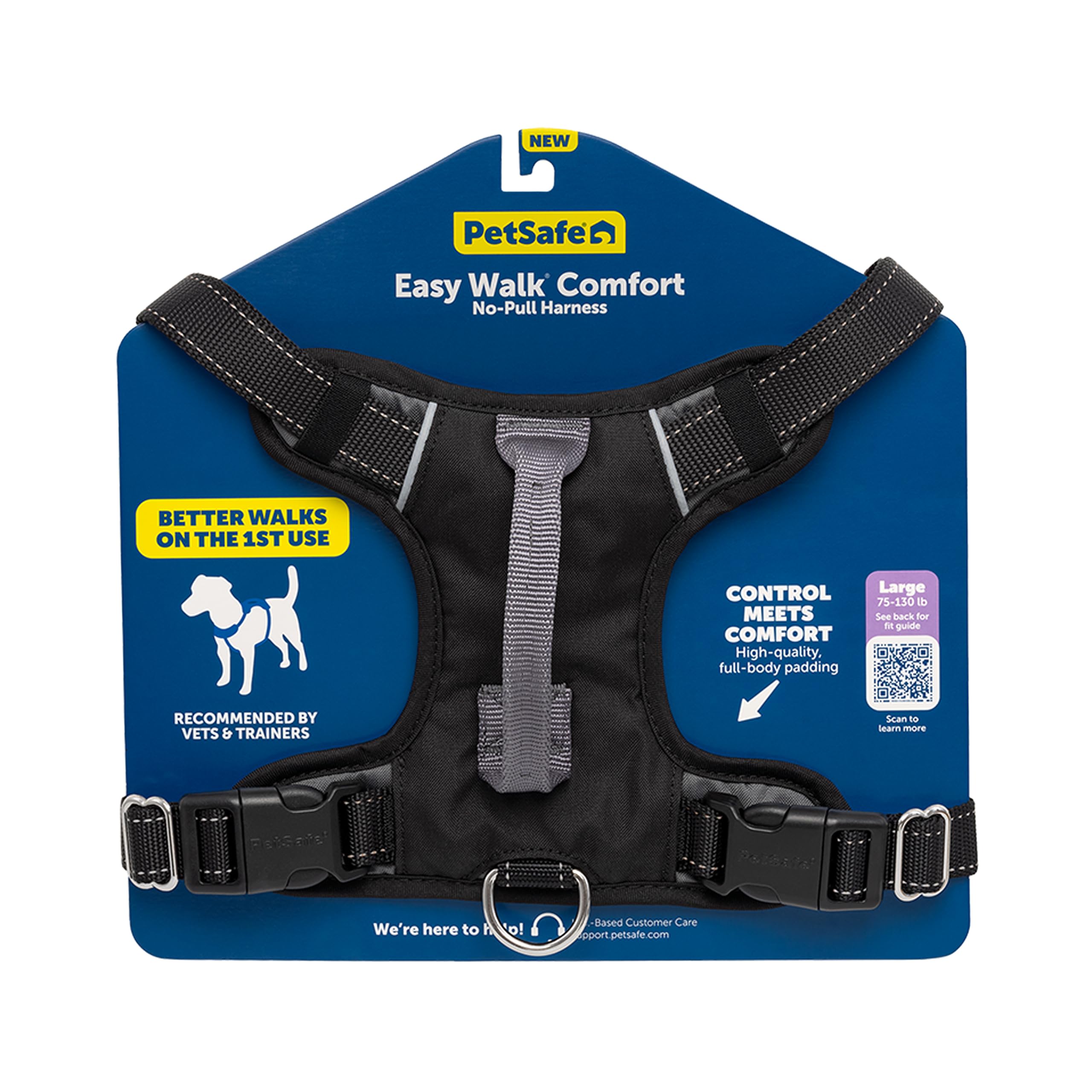 PetSafe Easy Walk harness with front chest attachment redirects pulling during daily walks.