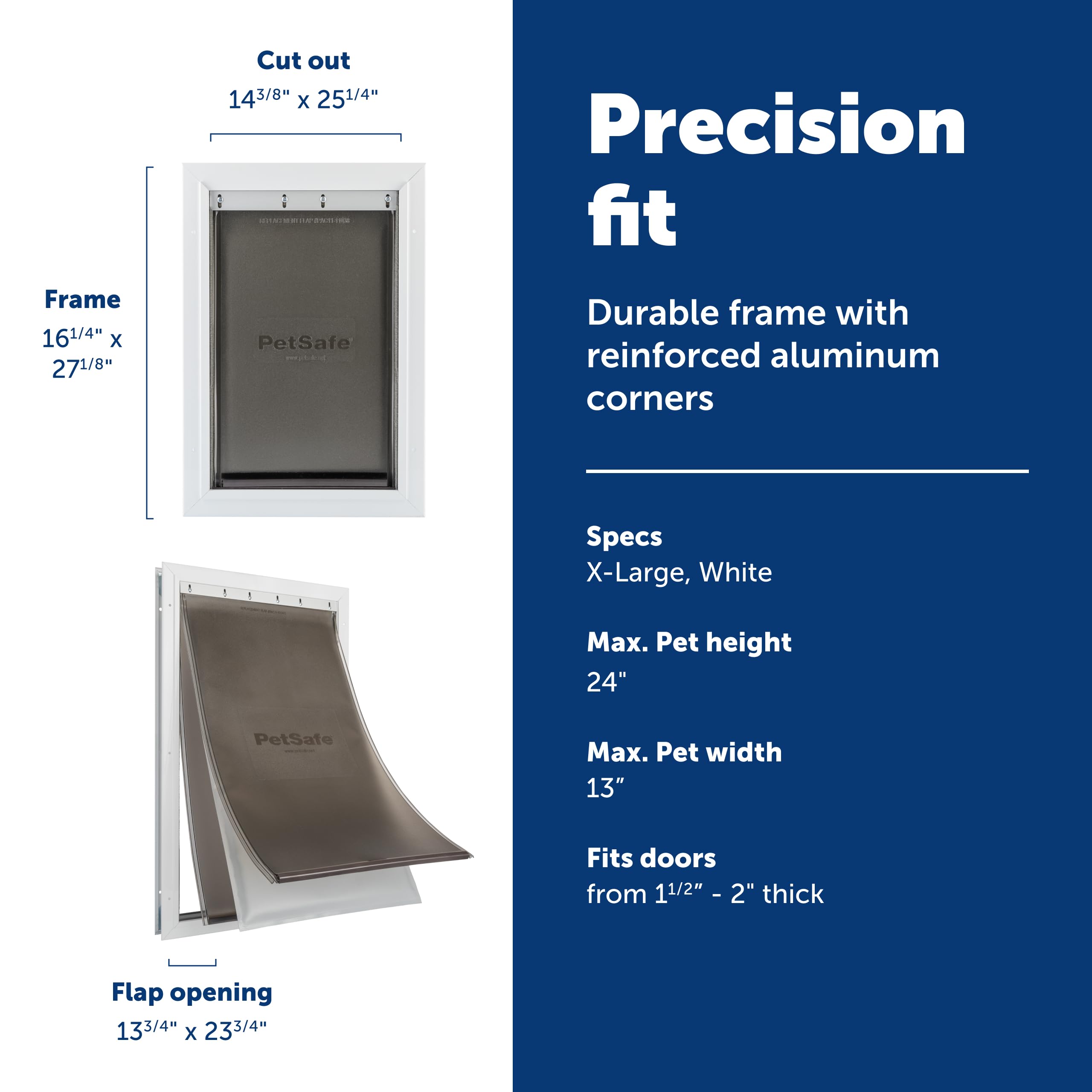 PetSafe aluminum door durability close-up highlights reinforced corners for multi-pet households.