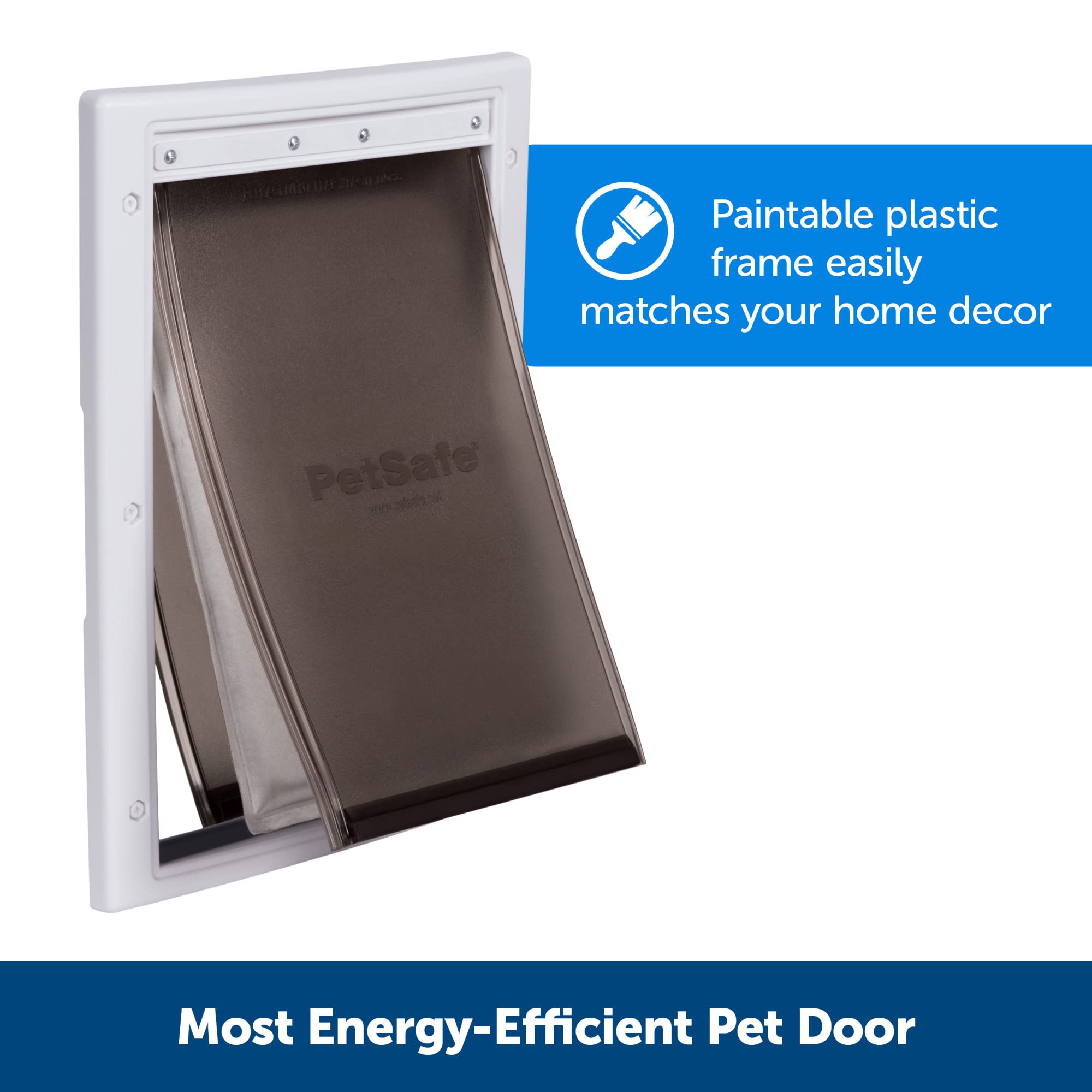 PetSafe Extreme Weather Door durable frame shown with paintable surface to match home decor.