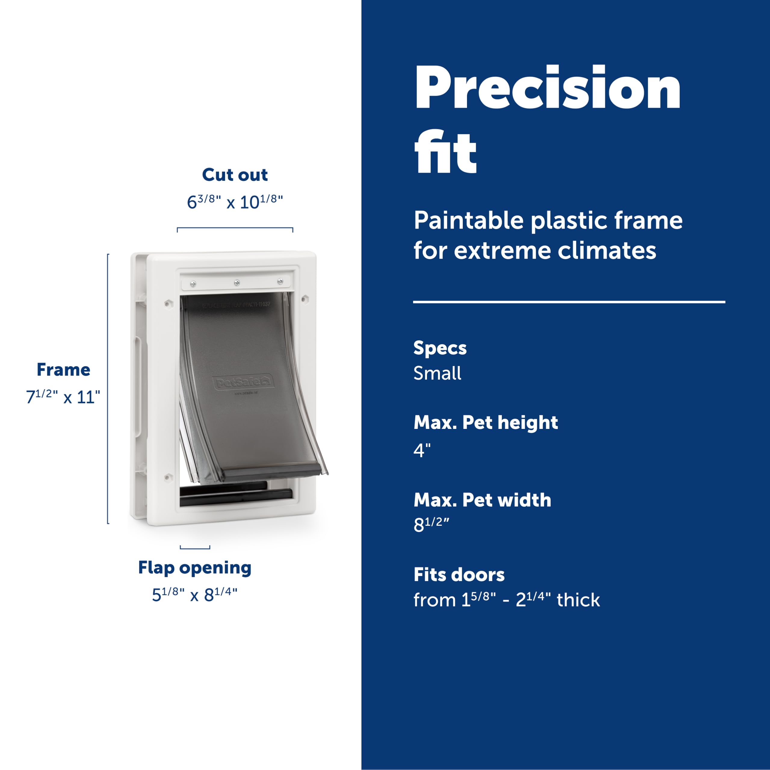 PetSafe Extreme Weather Door inside frame demonstrates a paintable finish to match decor