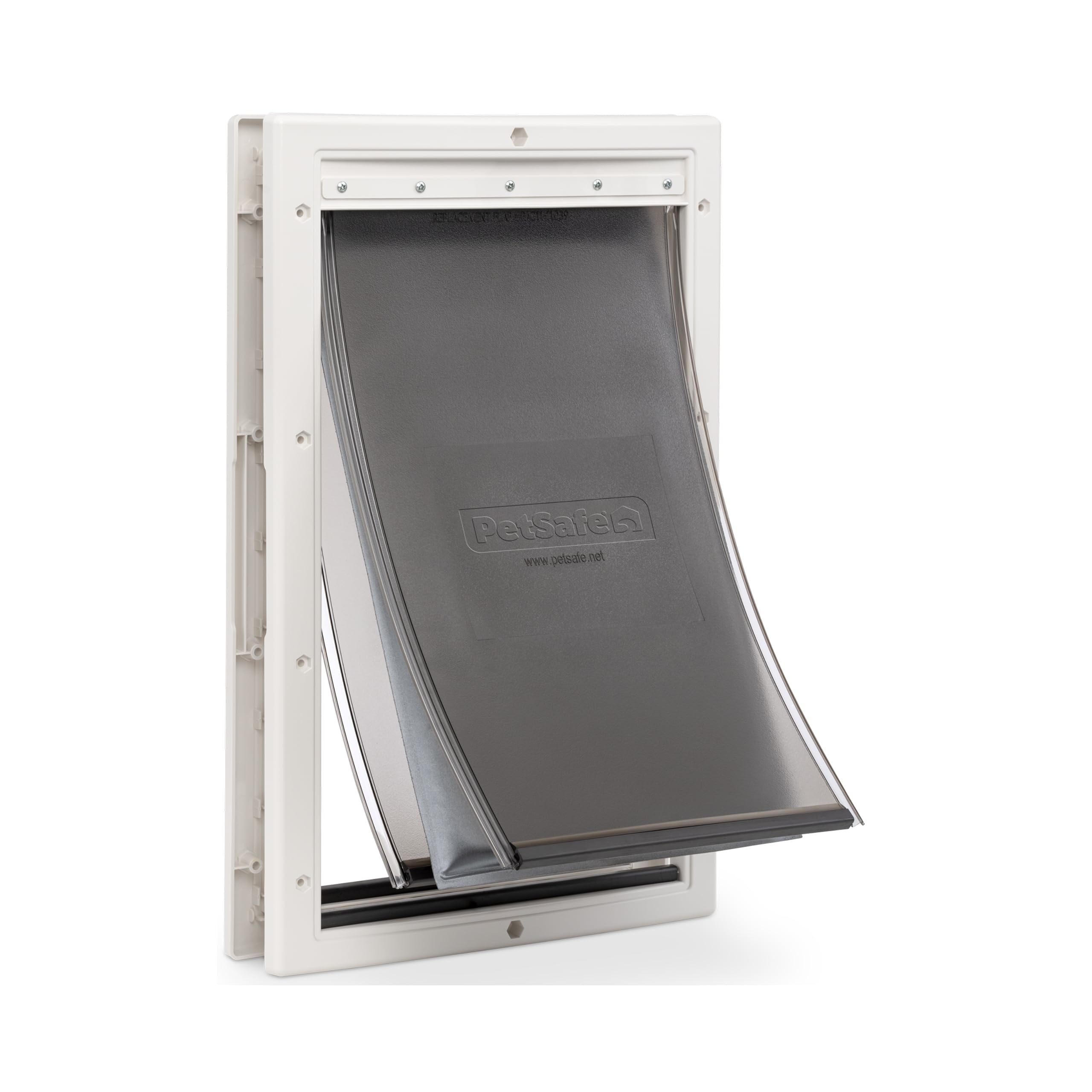 Petsafe Extreme Weather Door front view shows insulated triple-flap system for energy efficiency