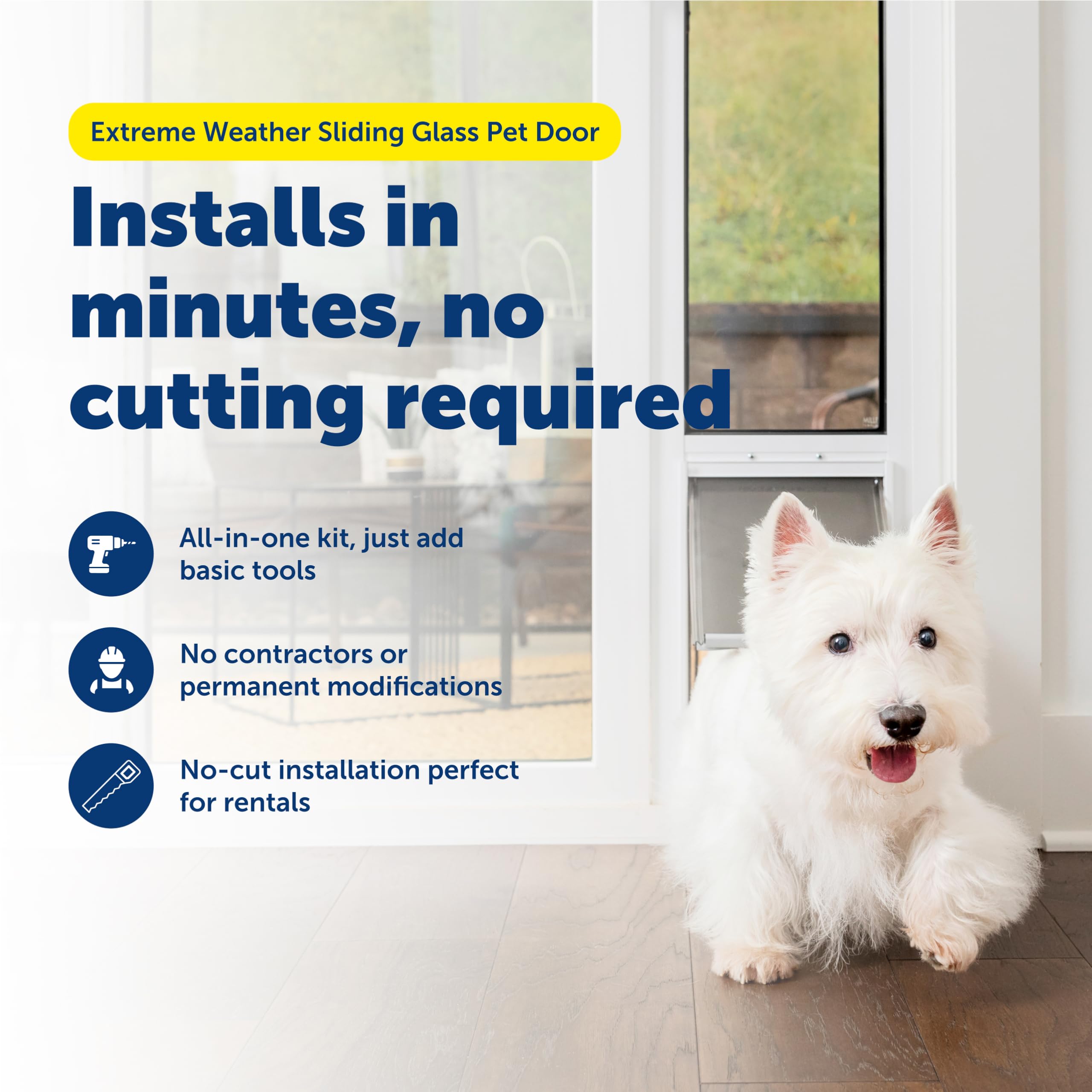 PetSafe Extreme Weather door with security bar controls access and keeps pets secure.