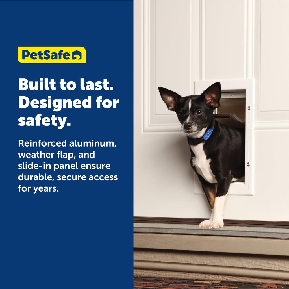 PetSafe Freedom aluminum door small white interior exterior compatibility with wood PVC metal doors