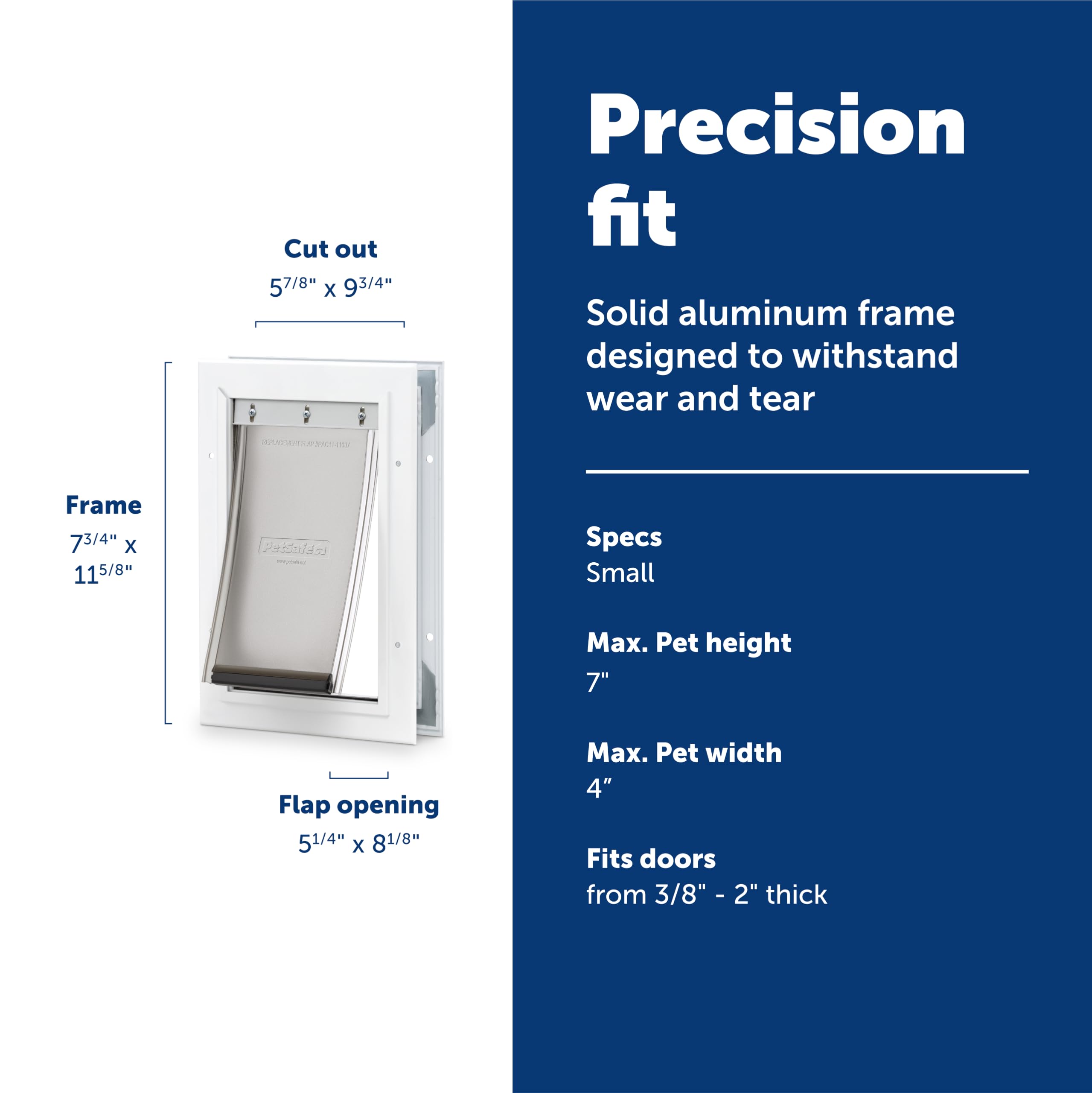 PetSafe Freedom aluminum door small white frame with installation template for DIY setup