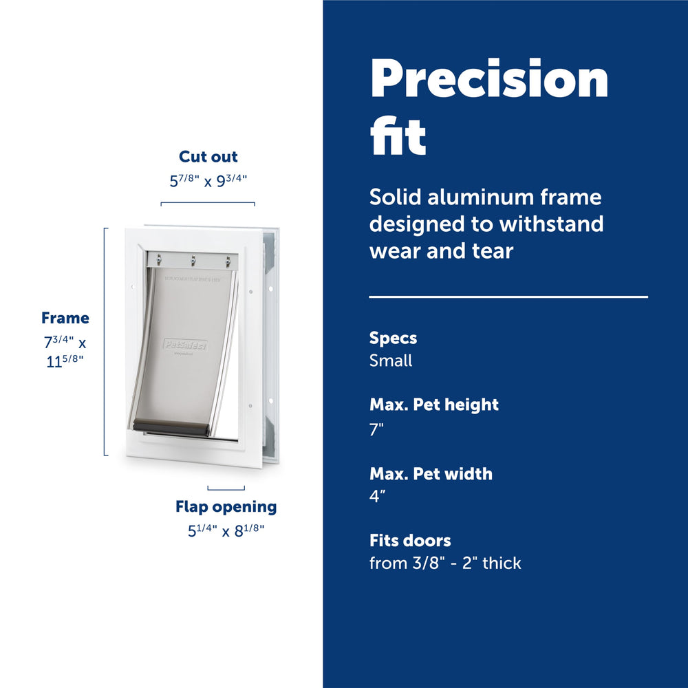 PetSafe Freedom aluminum door small white frame with installation template for DIY setup