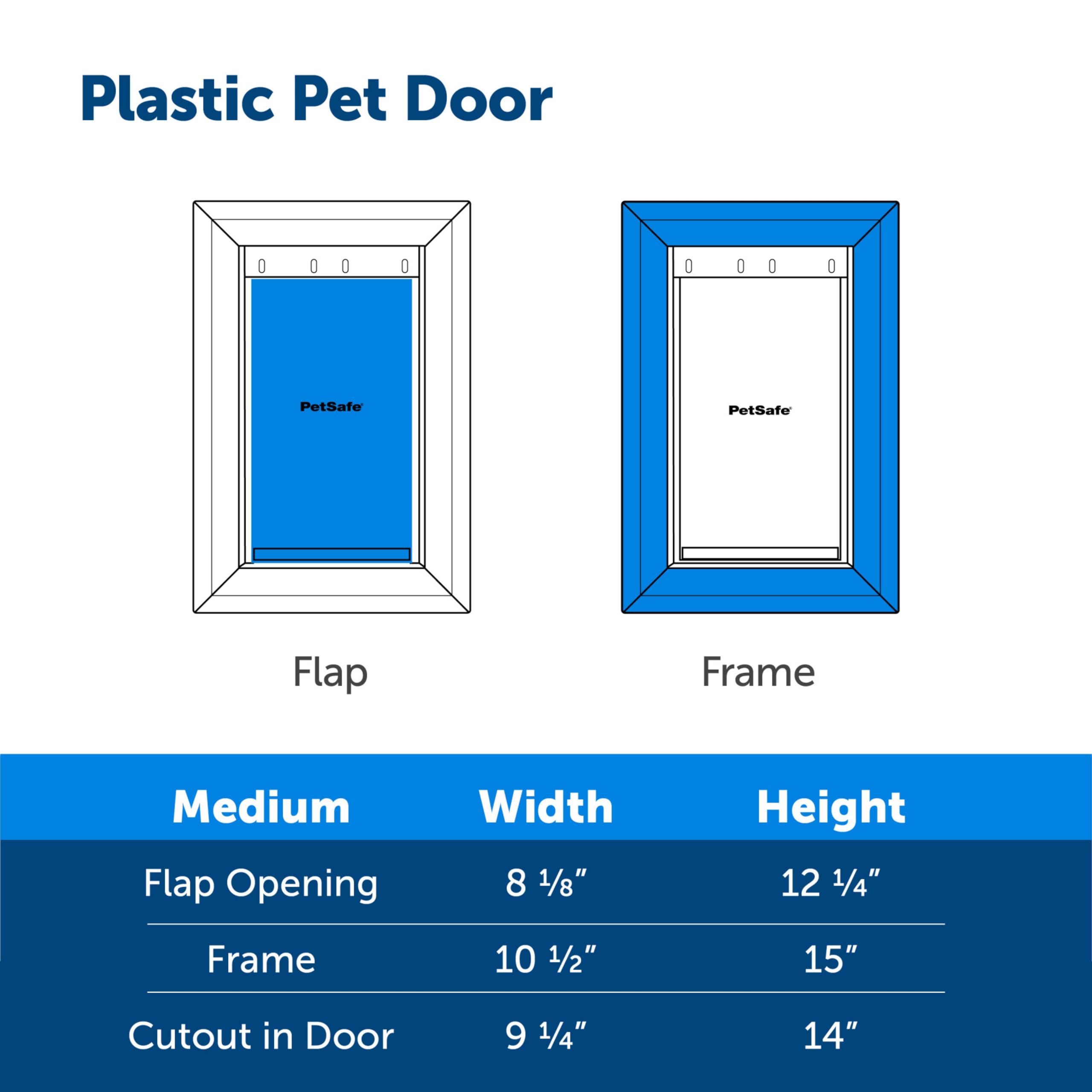 PetSafe Plastic Pet Door mounted on a door showing universal fit.