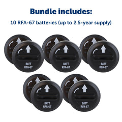 PetSafe RFA-67 battery pack closeup highlighting compact replacement power.