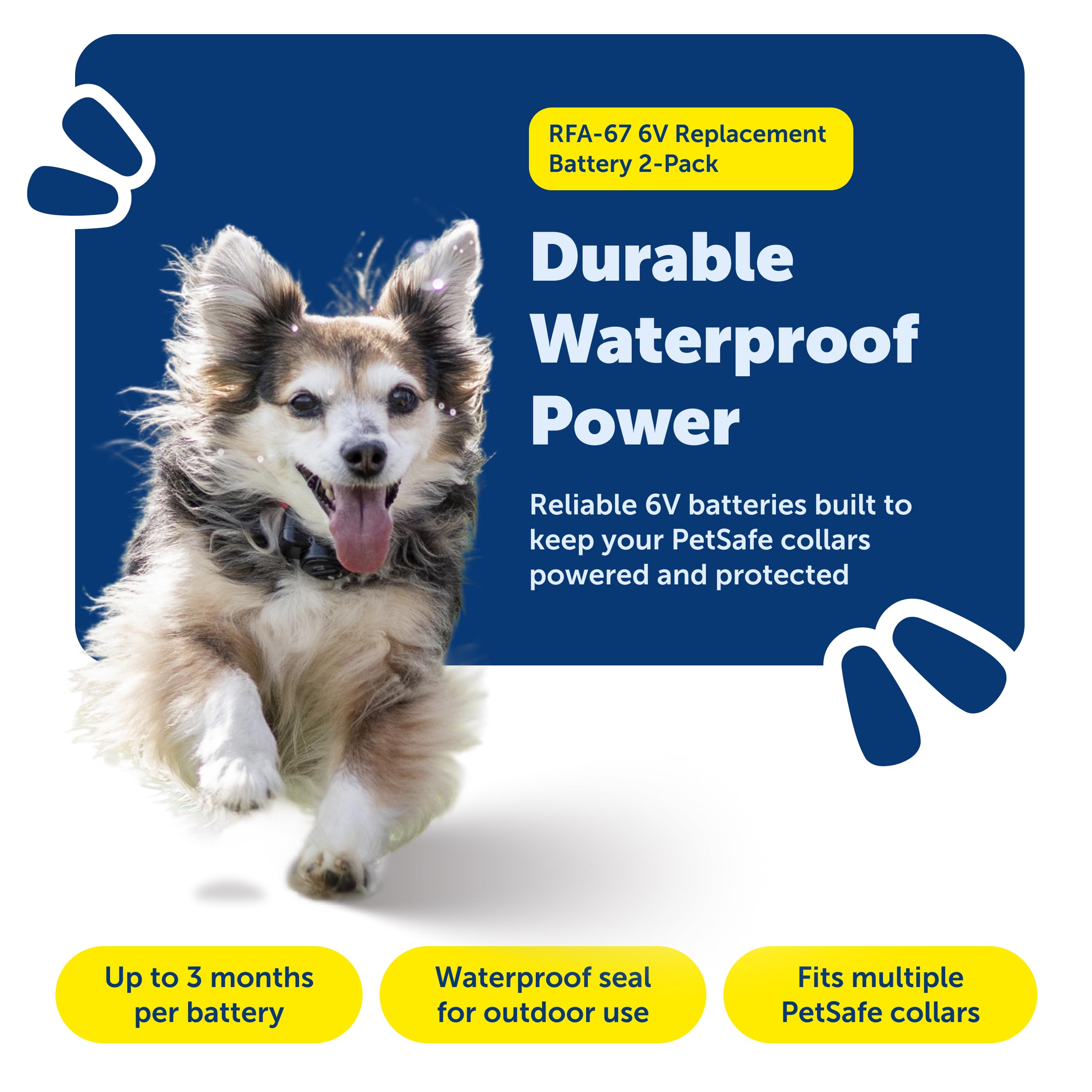 PetSafe RFA-67d-11 waterproof battery stands up to rain and splashes.