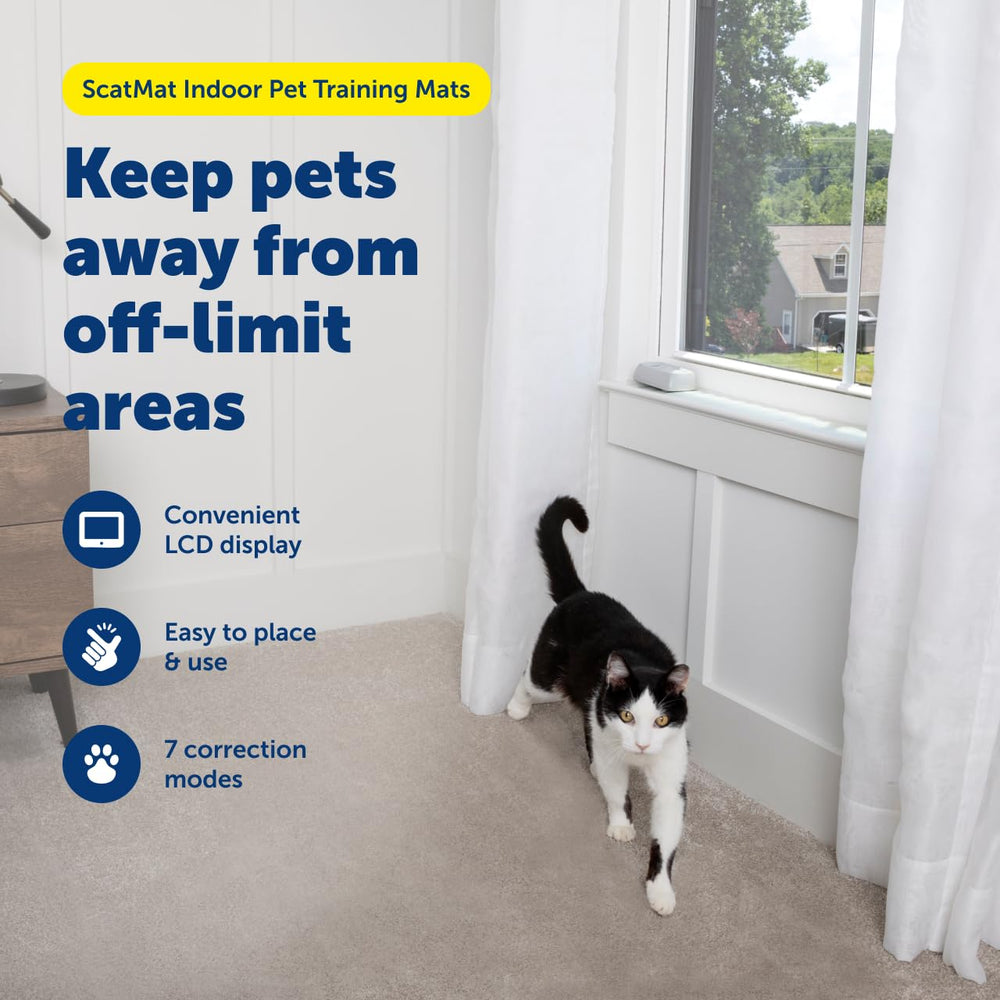 PetSafe ScatMat translucent mat lies flat on surfaces.