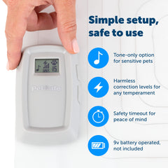 PetSafe ScatMat near Christmas tree guides pets away from restricted area.