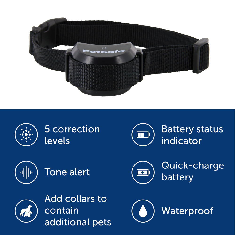PetSafe stay-and-play compact fence LCD display shows boundary size and battery status