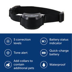 PetSafe stay-and-play compact fence LCD display shows boundary size and battery status