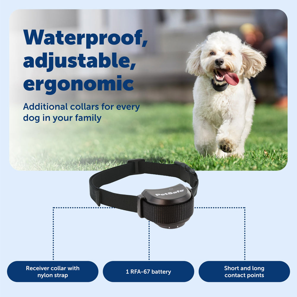 PetSafe Stay & Play neck-size 6-28in collar illustrates versatile fit for various dogs.