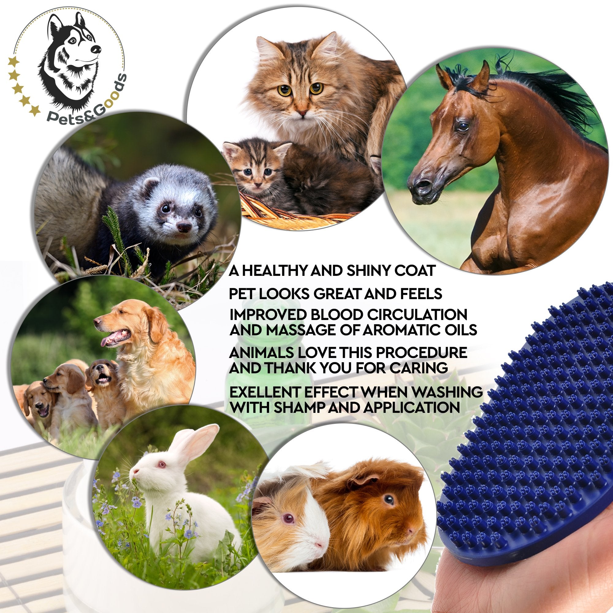 Pets&Goods for dogs and cats with short or medium coats supports gentle deshedding during grooming.