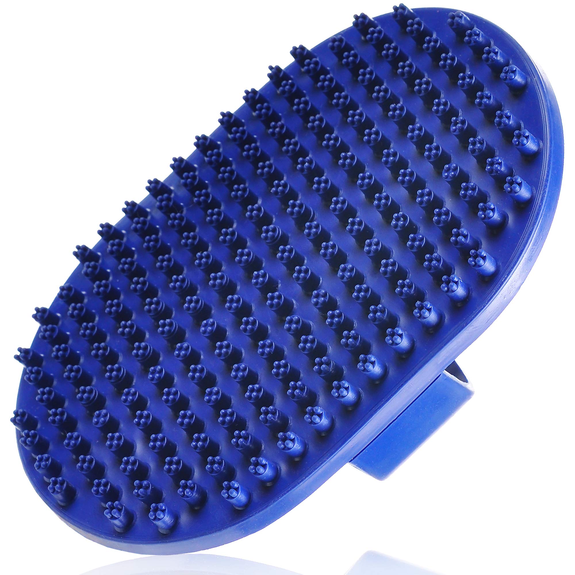 Pets&Goods rubber grooming brush deshedding action for dogs and cats during bath time.