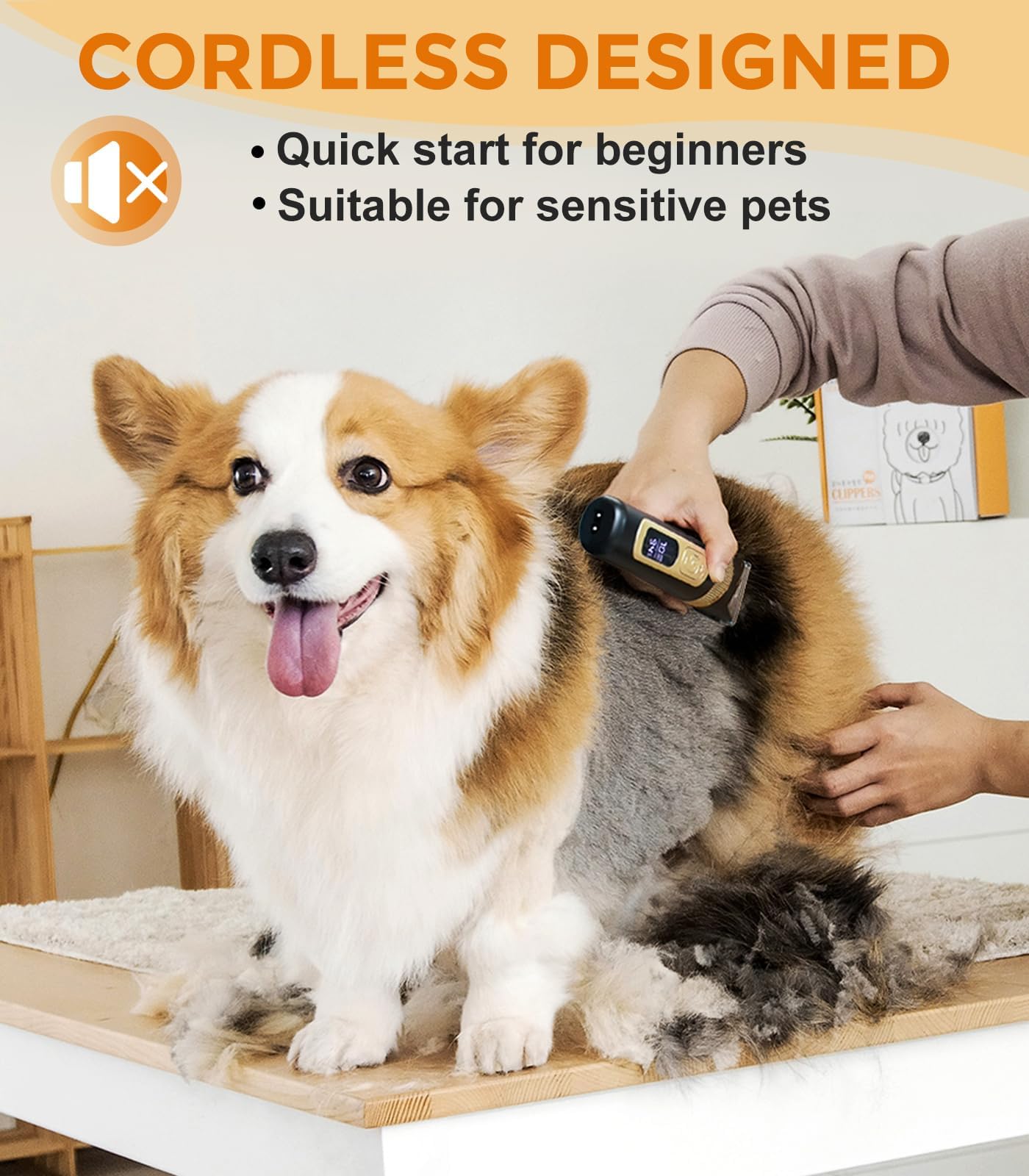 Petsaunter dog clippers LCD display shows speed and battery