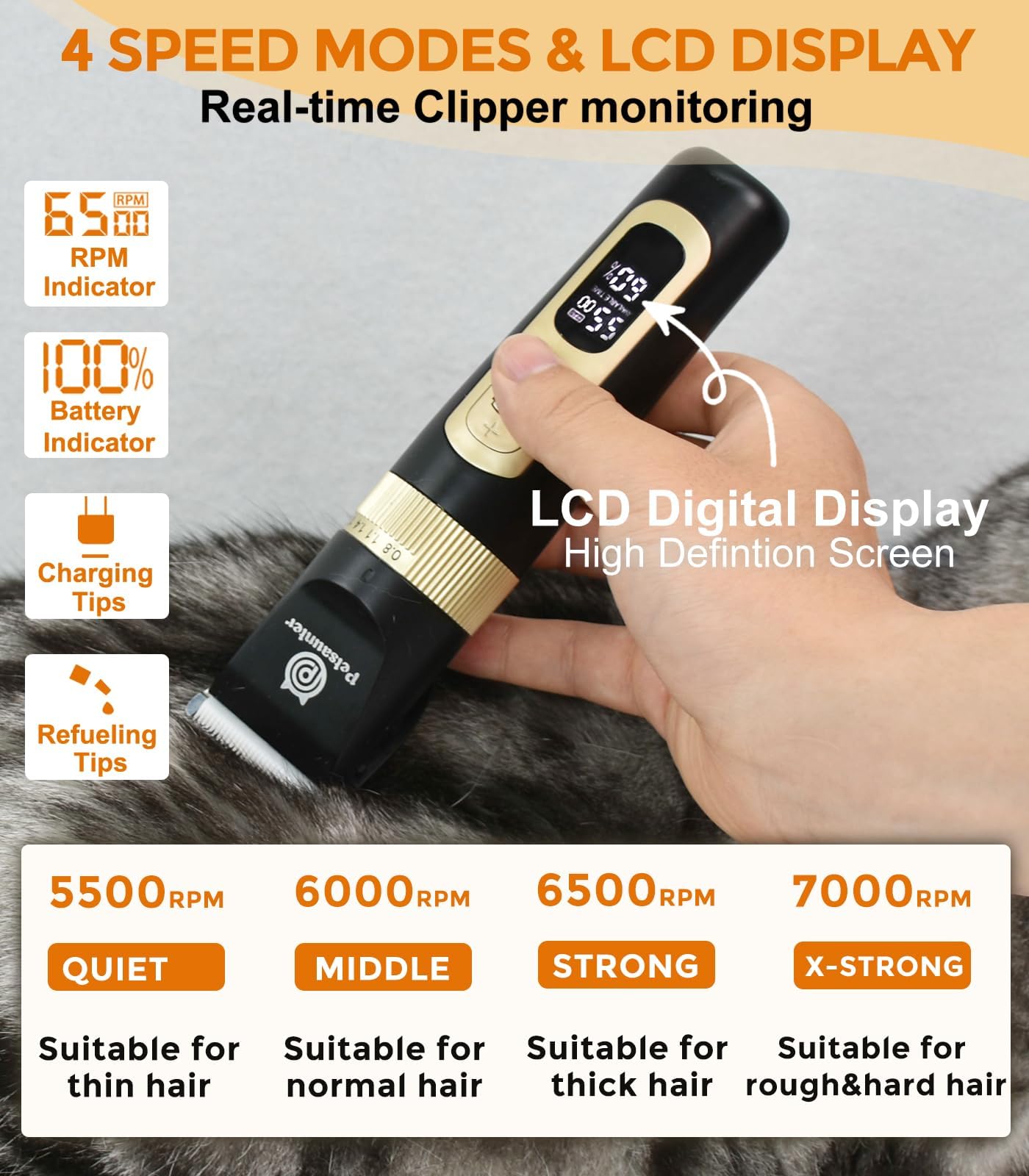 Petsaunter dog clippers low-noise operation calms timid pets