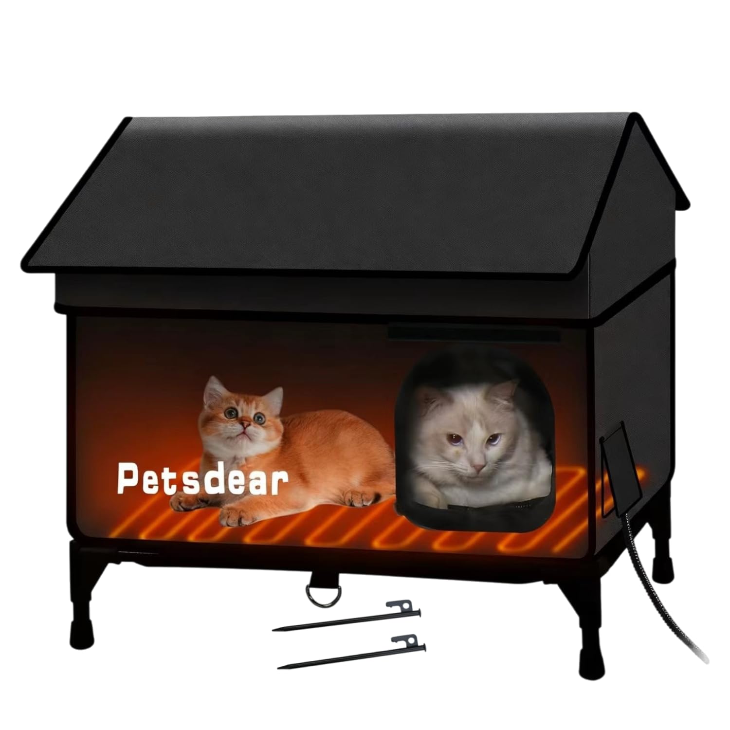 Petsdear heated outdoor cat house exterior shows weatherproof design for harsh conditions