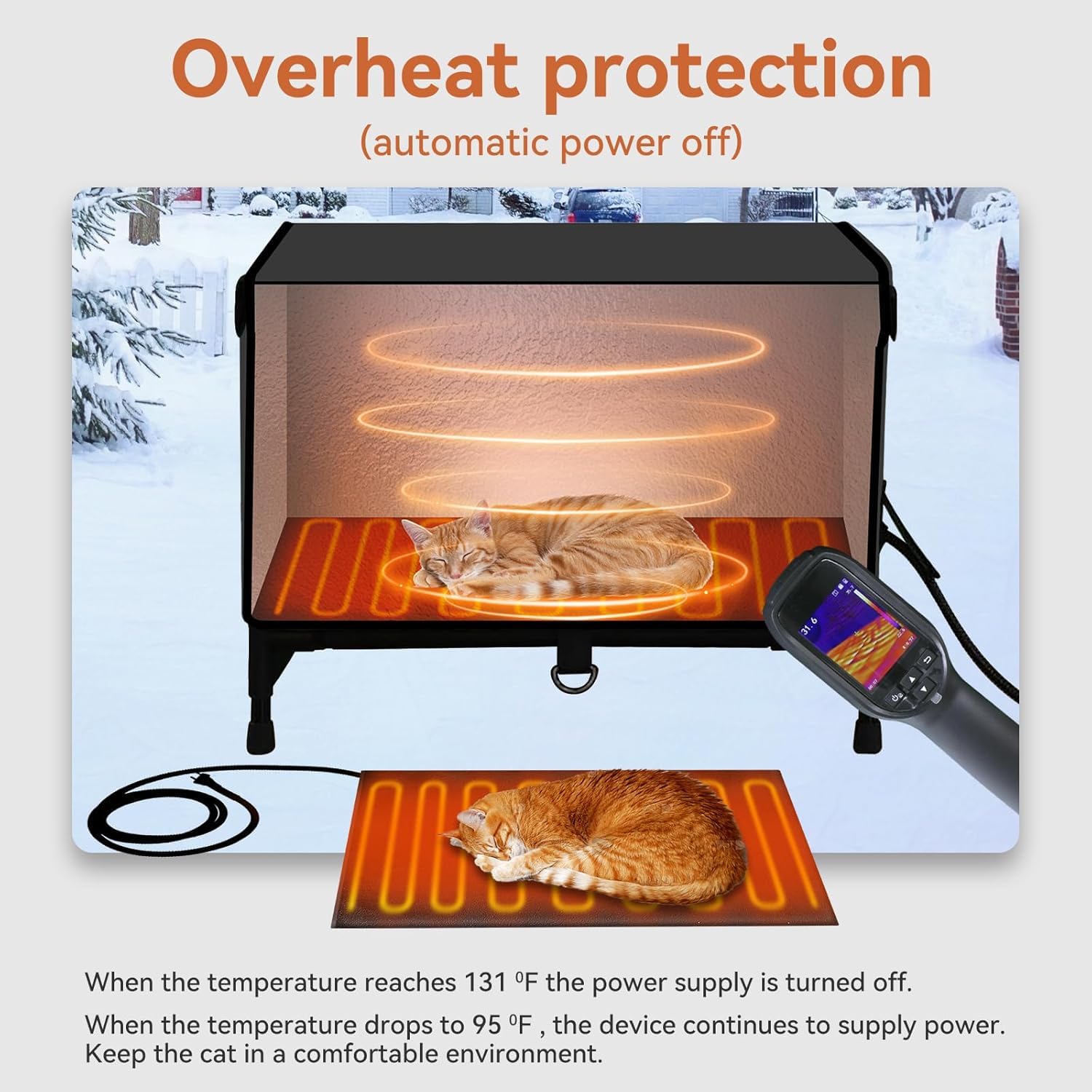 Petsdear heated outdoor cat house interior bedding keeps cats warm and calm