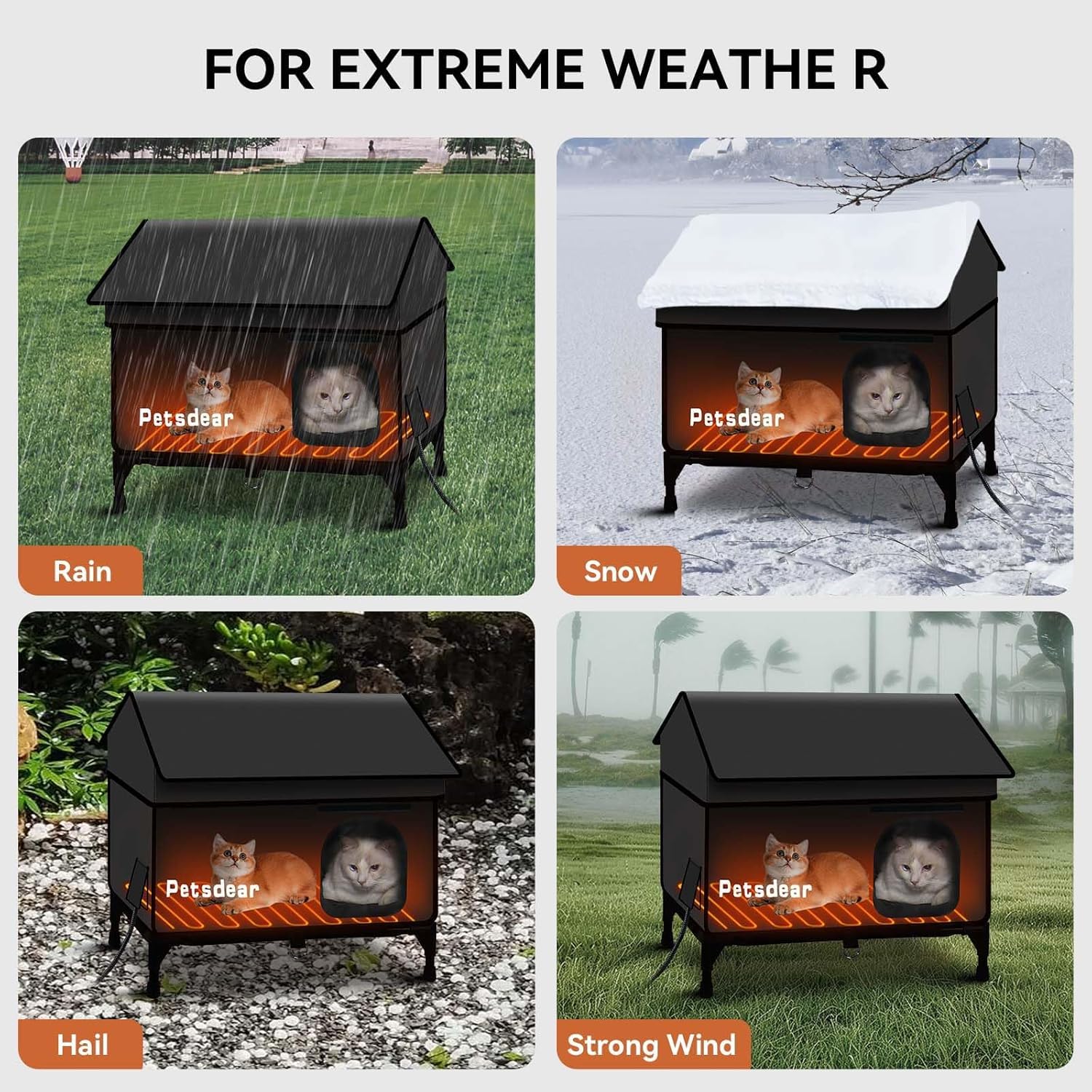 Petsdear multi-cat capacity supports 2-3 cats with shared shelter