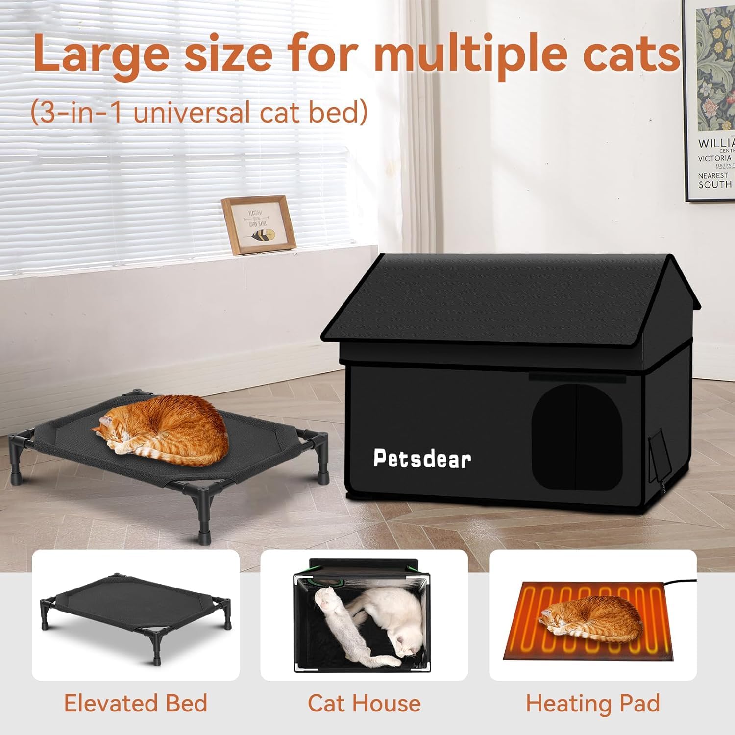 Petsdear weatherproof PVC mesh outer layer shields from snow and wind