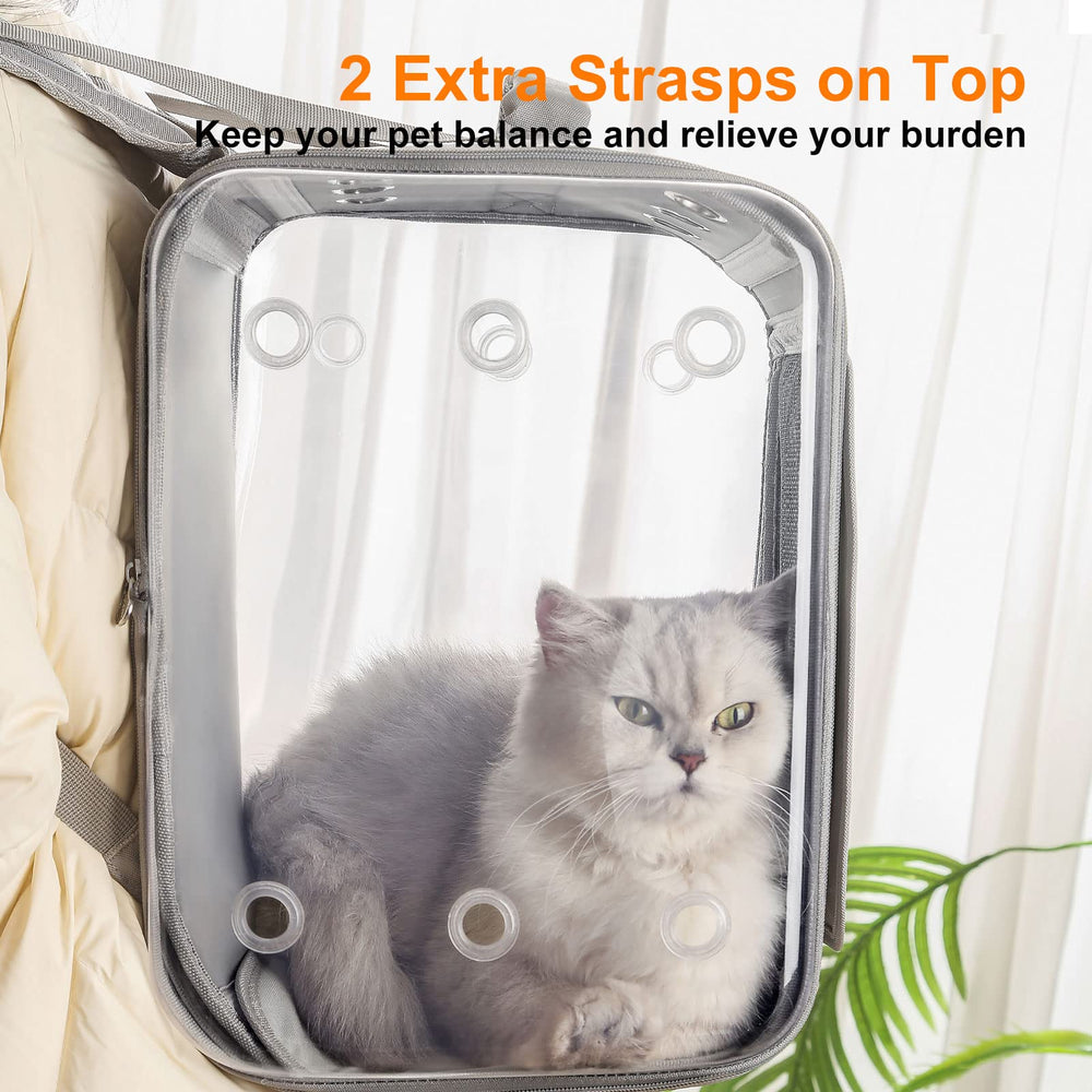 Petseek cat backpack carrier back panel with extra-thick padded straps for comfort.