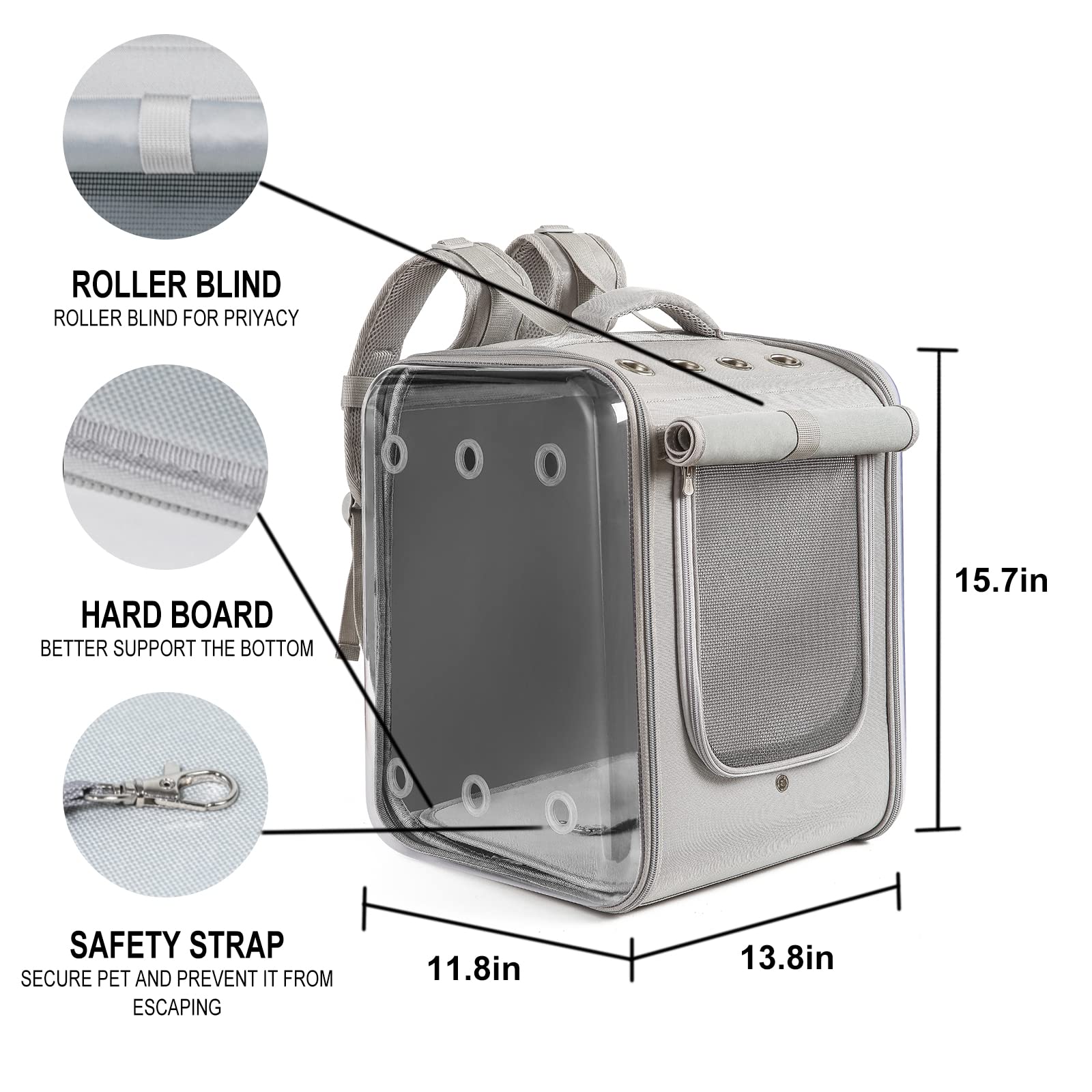 Petseek cat backpack carrier mesh ventilation detail improving airflow.