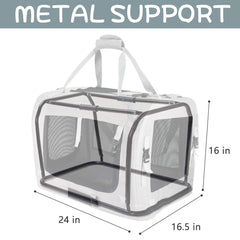 Petseek Extra Large Cat Carrier Soft Sided interior reveals comfy space and ventilation for pets