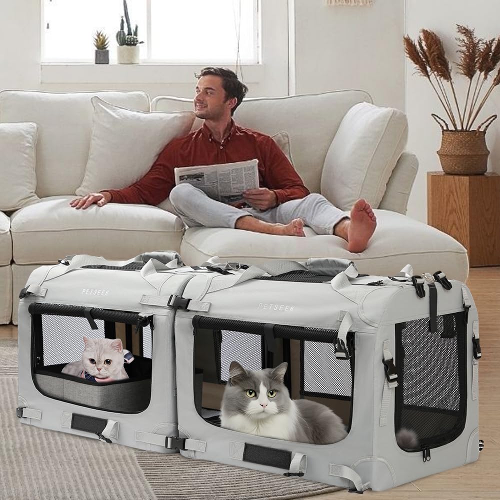 Petseek carrier has breathable mesh panels for airflow and visibility