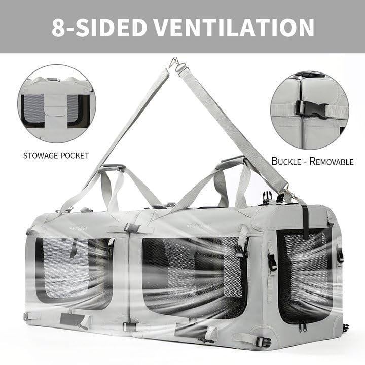 Petseek carrier includes seatbelt loops to secure in the car