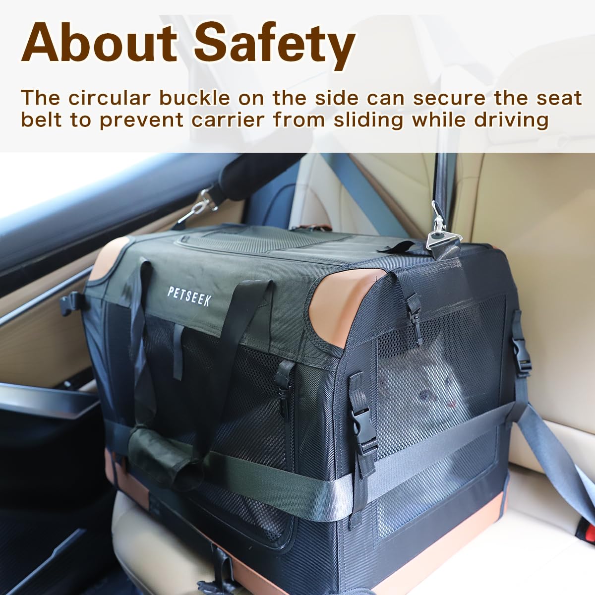 Petseek extra-large cat carrier top opening for quick loading.