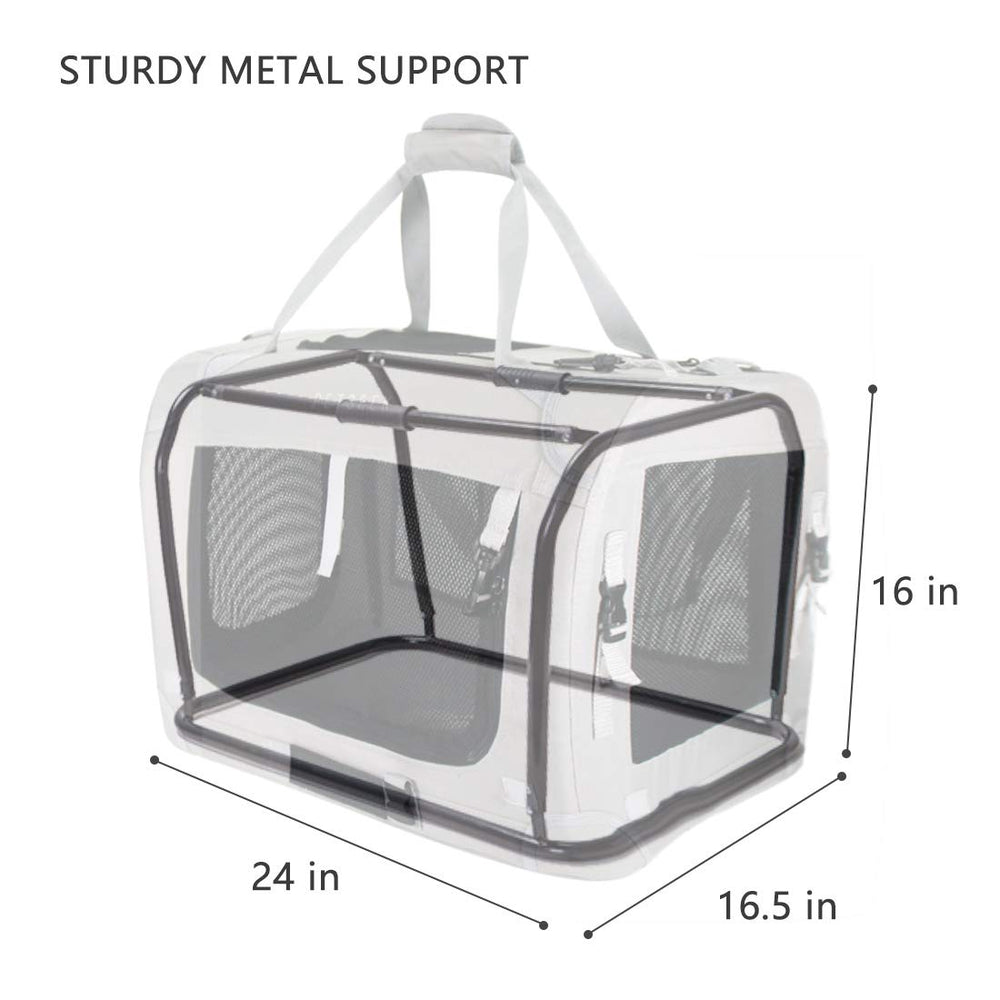 Petseek extra large carrier blue foldable frame demonstrates easy storage.