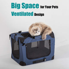 Petseek extra large carrier blue side view highlights sturdy frame and ventilation.