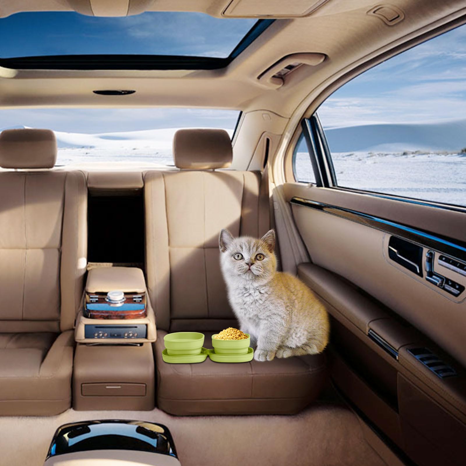 Petseek travel kit stores food and water for outings.