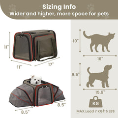 Petsfit expandable cat carrier with extended space for larger comfort during trips